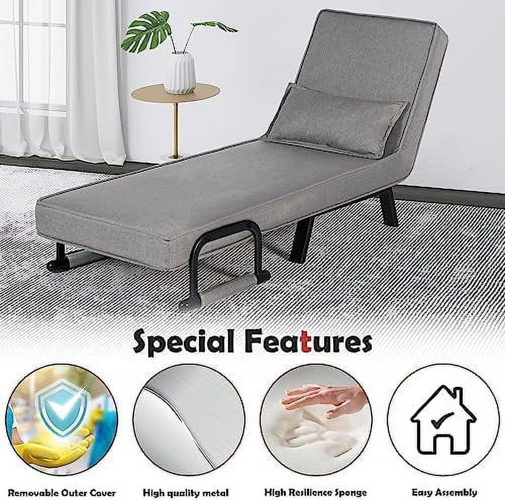 HOOMHIBIU Sleeper Chair Bed  20" Convertible Sofa Bed  4 in 1 Folding Bed with 5-Position Adjustable Backrest &amp