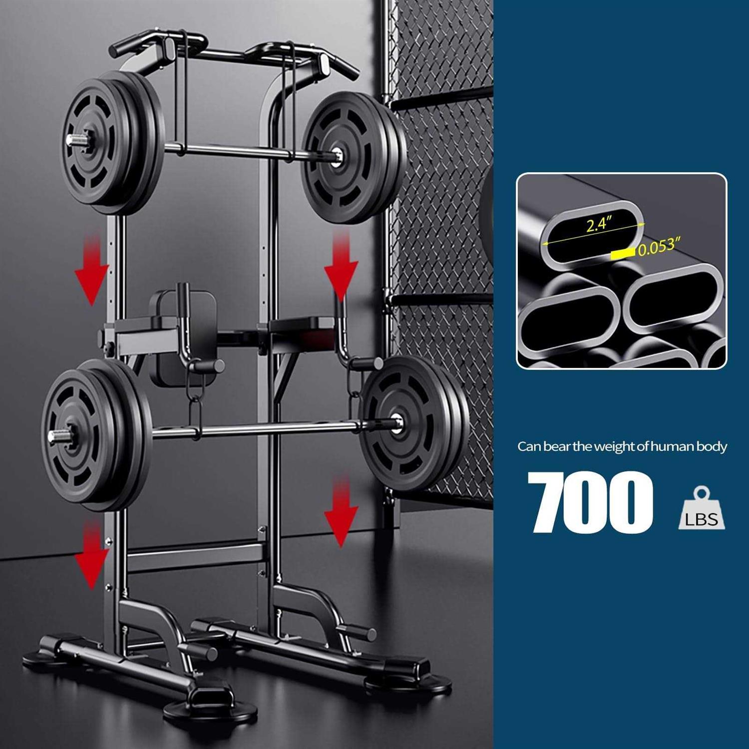 K KiNGKANG Power Tower Adjustable Height Pull Up Dip Station Multi-Function Home Strength Training Fitness Workout Station for Home Gym
