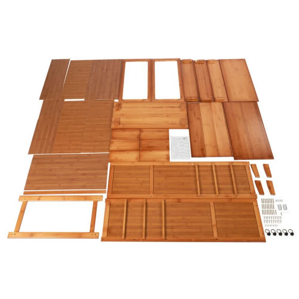 Wooden Storage Pantry Cupboard with 3 Drawers, Cabinets & 2 Acrylic Doors Brown