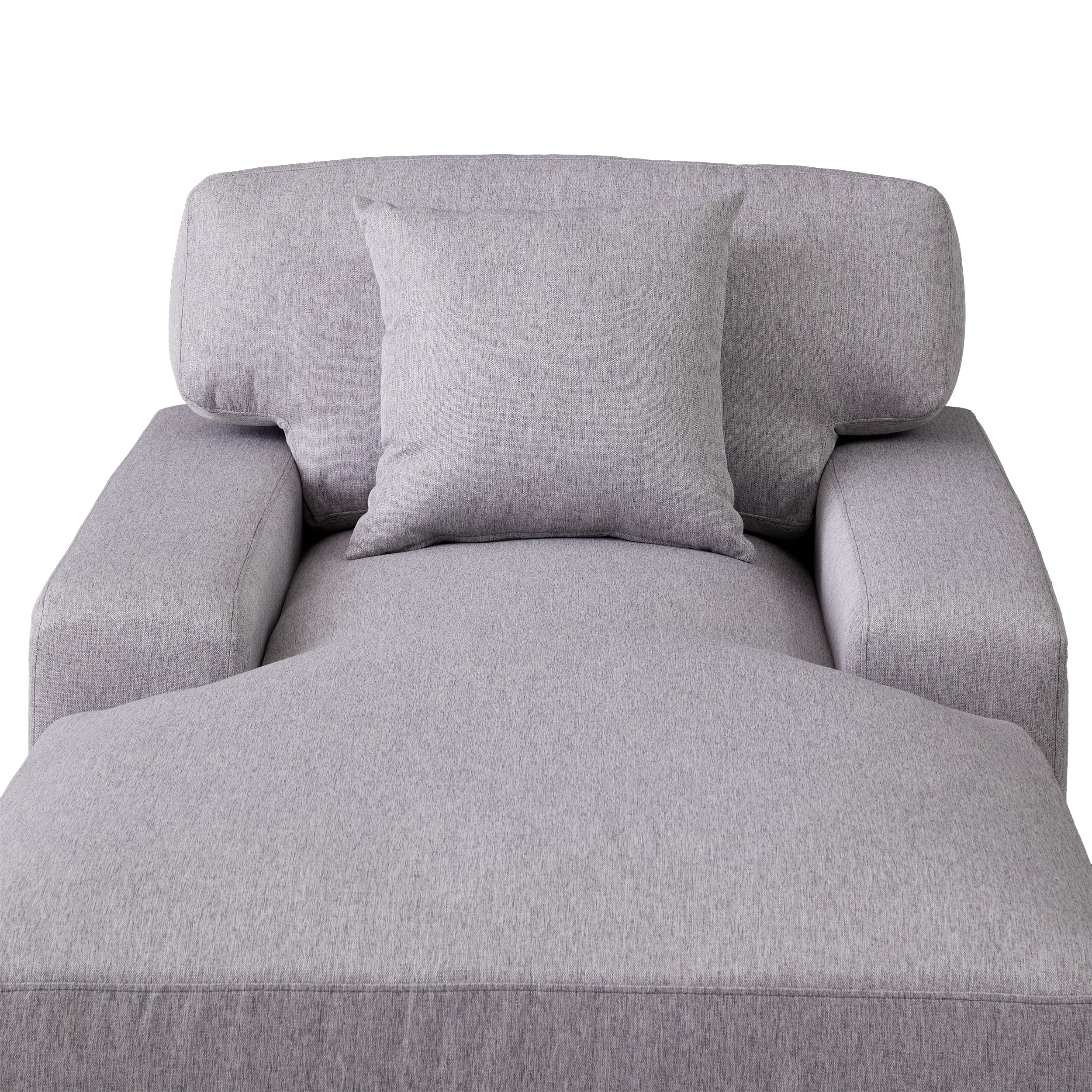 EUROCO 37.4"W Modern Mid-Century Indoor Oversized Chaise Lounger Comfort Sleeper Sofa with Pillow and Soild Wood Legs, Velvet,Gray