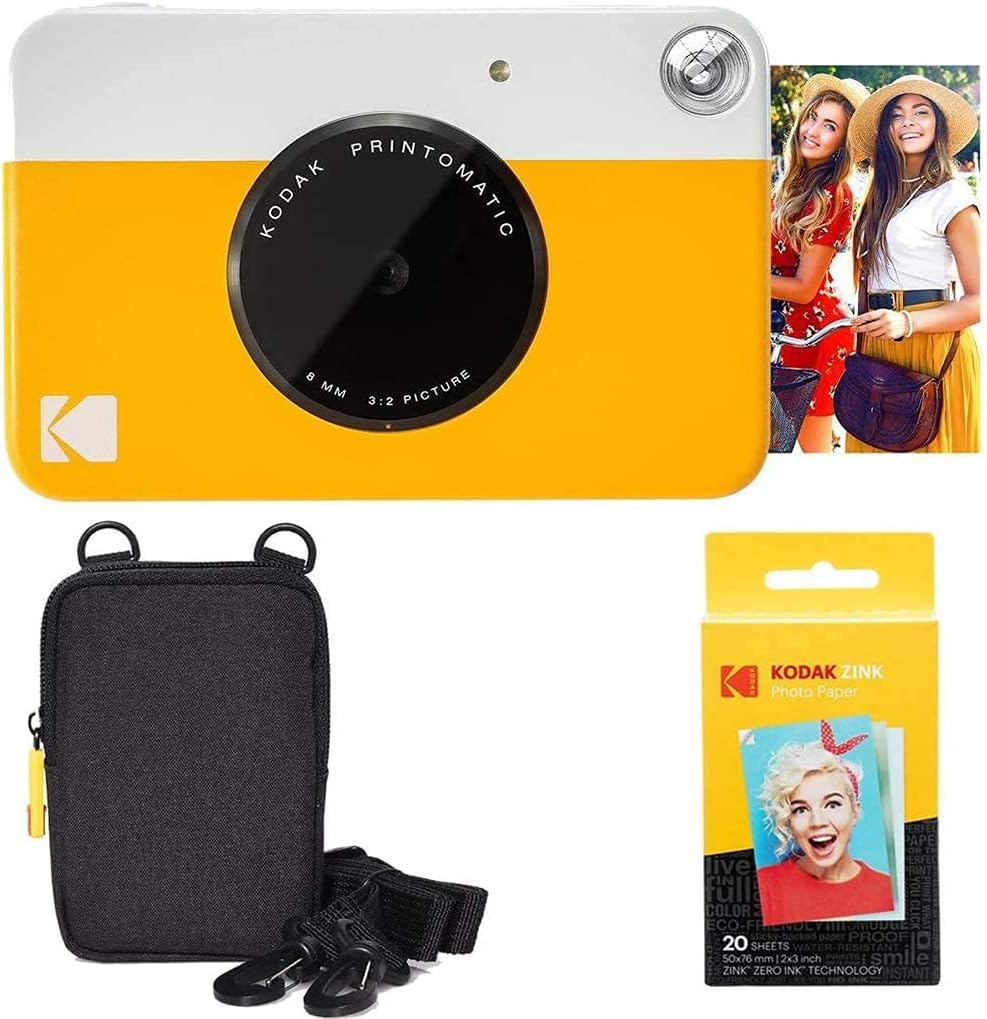 Kodak Printomatic Instant Camera (Green) Basic Bundle + Zink Paper (20 Sheets) + Deluxe Case