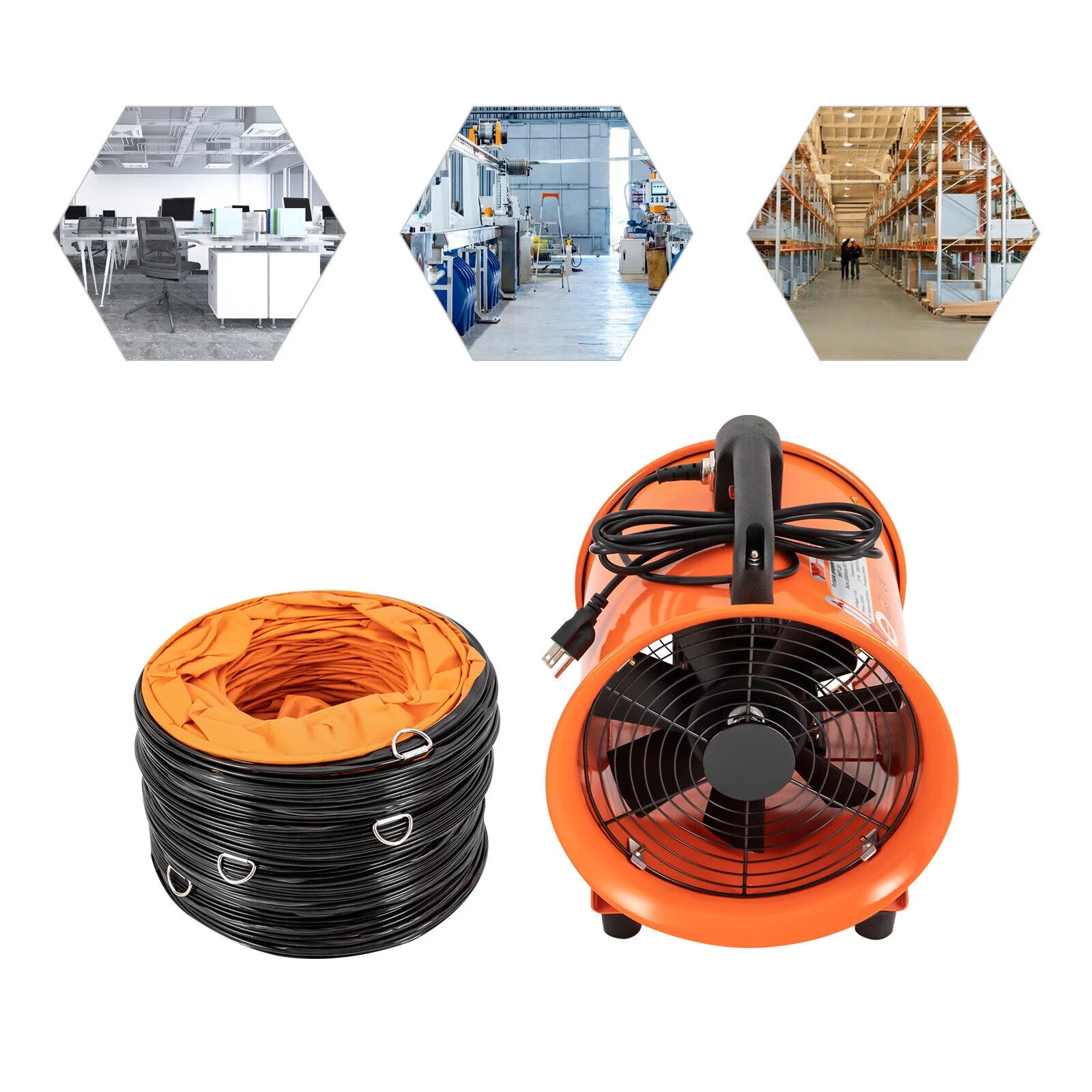 ZhdnBhnos 10 Inch Industrial Exhaust Fan Paint Booth Utility Blower Portable Ventilation Fan, Fume Extractor with 32.8ft Duct Hose