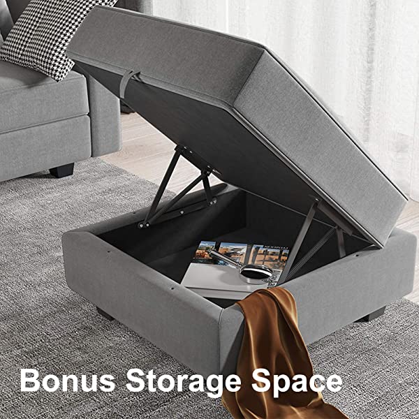 HONBAY Convertible Sectional Sofa U Shaped Couch with Reversible Chaise Modular Oversized Couch Sectional Sofa with Ottomans