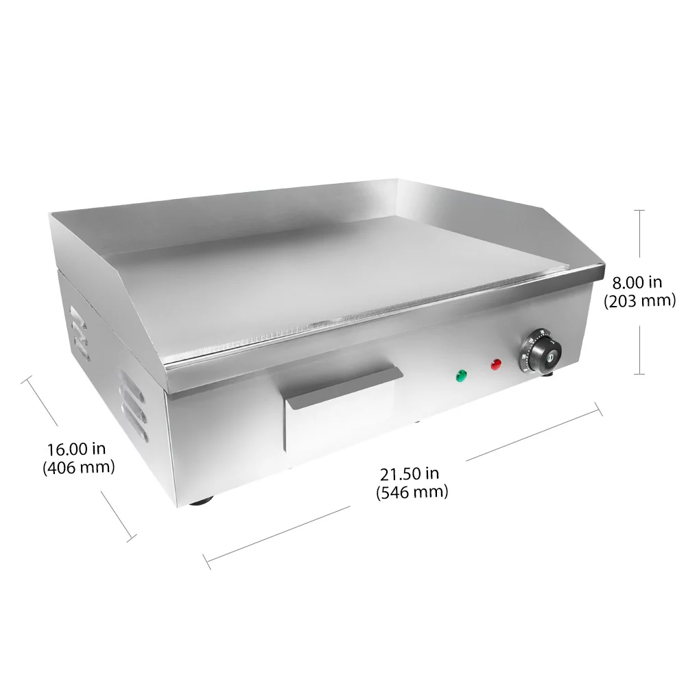 GorillaRock Flat Top Griddle | Teppanyaki Grill with Single Thermostat | Commercial Griddle | 21.50 x 16.00 | 110V