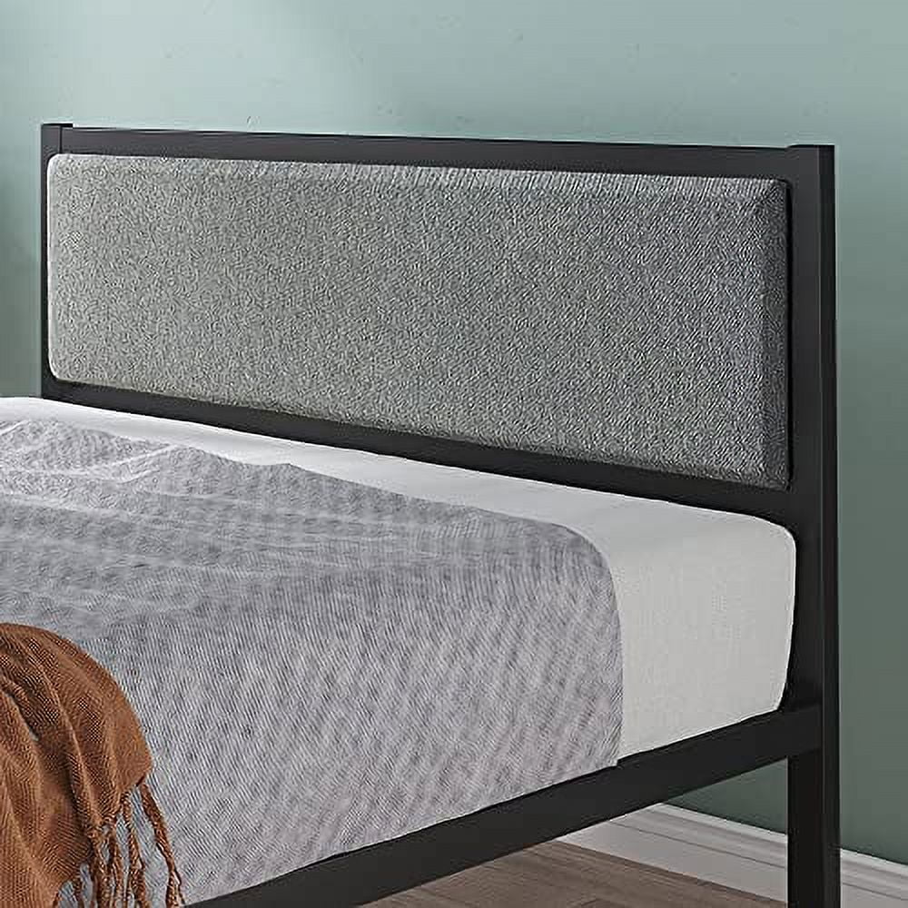 Zinus Korey 14" Steel Platform Bed Frame with Upholstered Headboard and Wood Slat Support, Twin