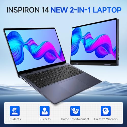 Dell Inspiron 14 2-in-1 Laptop for Business, AMD Ryzen 5 8640HS(Beat Intel i7-1255U), 14" IPS FHD+ Touch Screen, 32GB DDR5, 1TB SSD, Backlit Keyboard