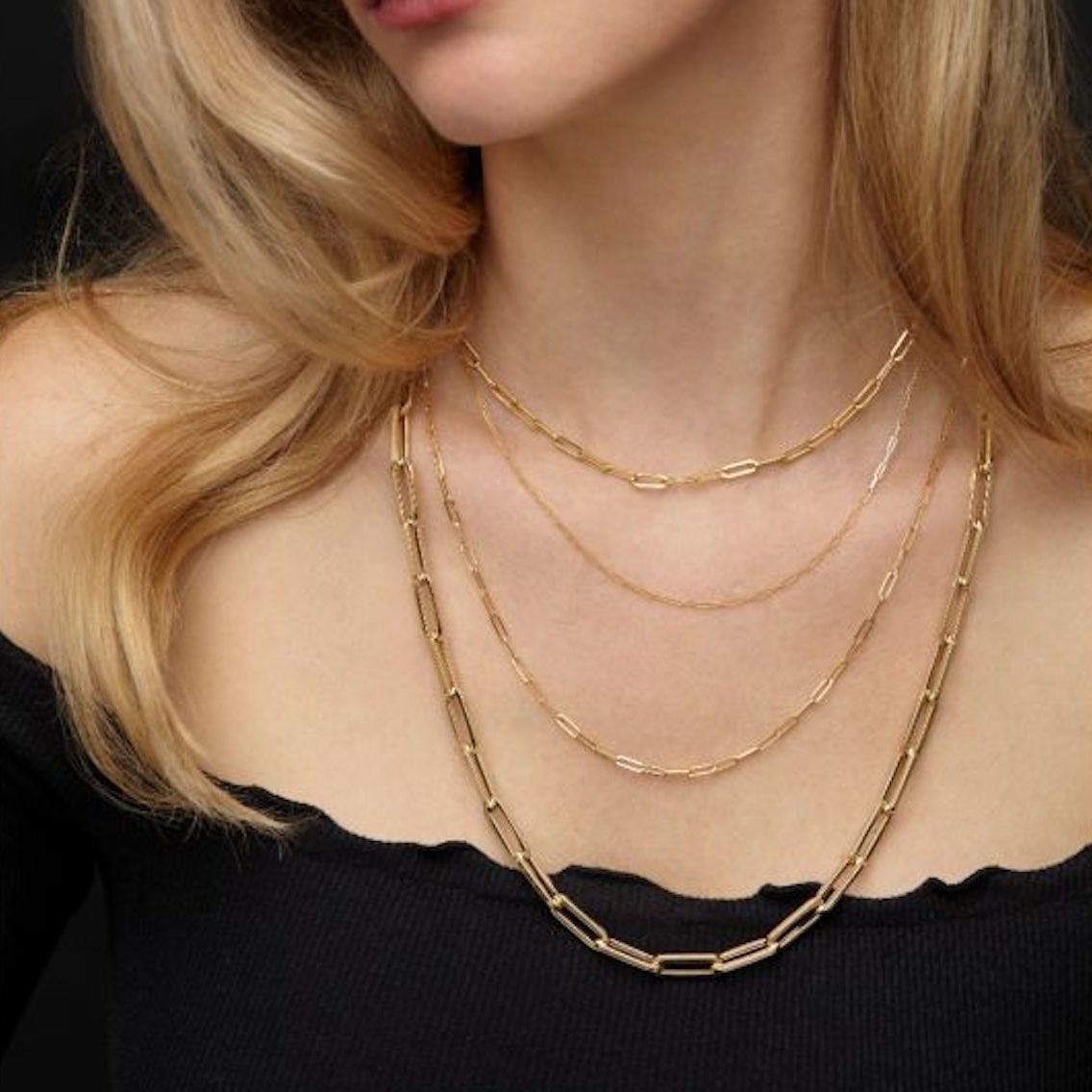 14K Rose Gold 1.5mm Hollow Paperclip Chain Necklace 16"-24"