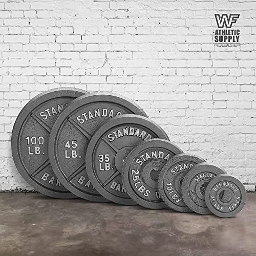 WF Athletic Supply 290lb & 300lb & 555lb Traditional/Classic Olympic Weight Plates Set with 7 ft. Olympic Barbell, Great for Strength Training