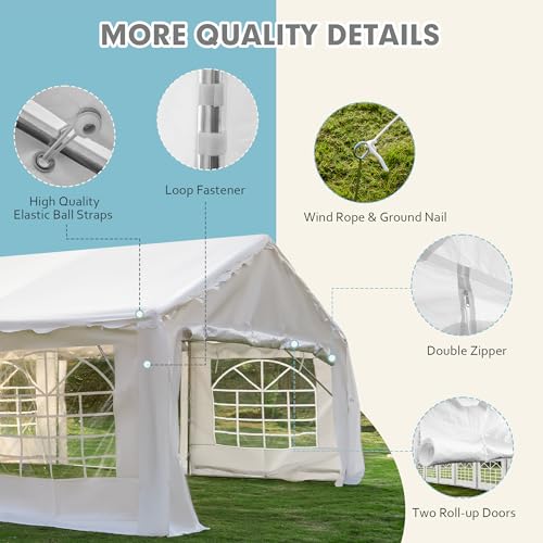 EROMMY 20x50FT Heavy Duty Party Tent, Outdoor Wedding Canopy with Removable Sidewalls, 2 Roll-up Doors, 5 Storage Bags