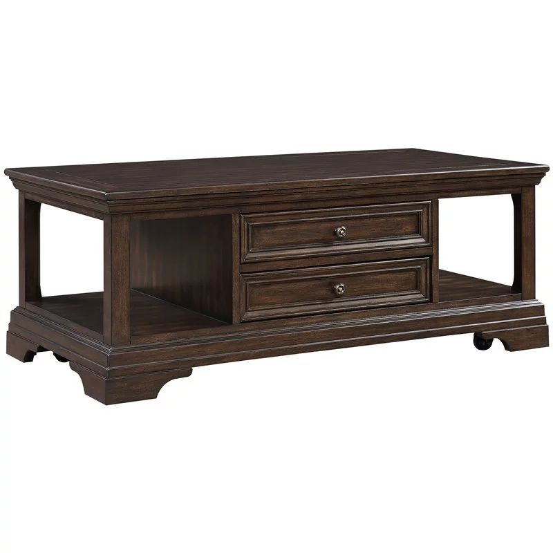 Pemberly Row Traditional Wooden Lift Top Coffee Table in Espresso