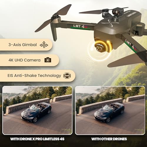 Drone X Pro LIMITLESS 4S Camera Drone for Adults - GPS 4K UHD Drones with Obstacle Avoidance - 3-Axis Gimbal - Auto Return and Follow Mode