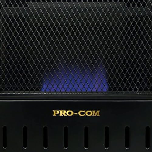 ProCom ML100TBAHR Ventless Propane Gas Blue Flame Space Heater with Thermostat Control for Living Room, Bedroom, Home Office, 10000 BTU