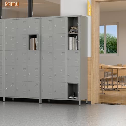 6 Door Metal Storage Locker 18 Hooks,Metal Locker for Employees with Lock for School Garage Office Gym Bedroom,Assembly Required