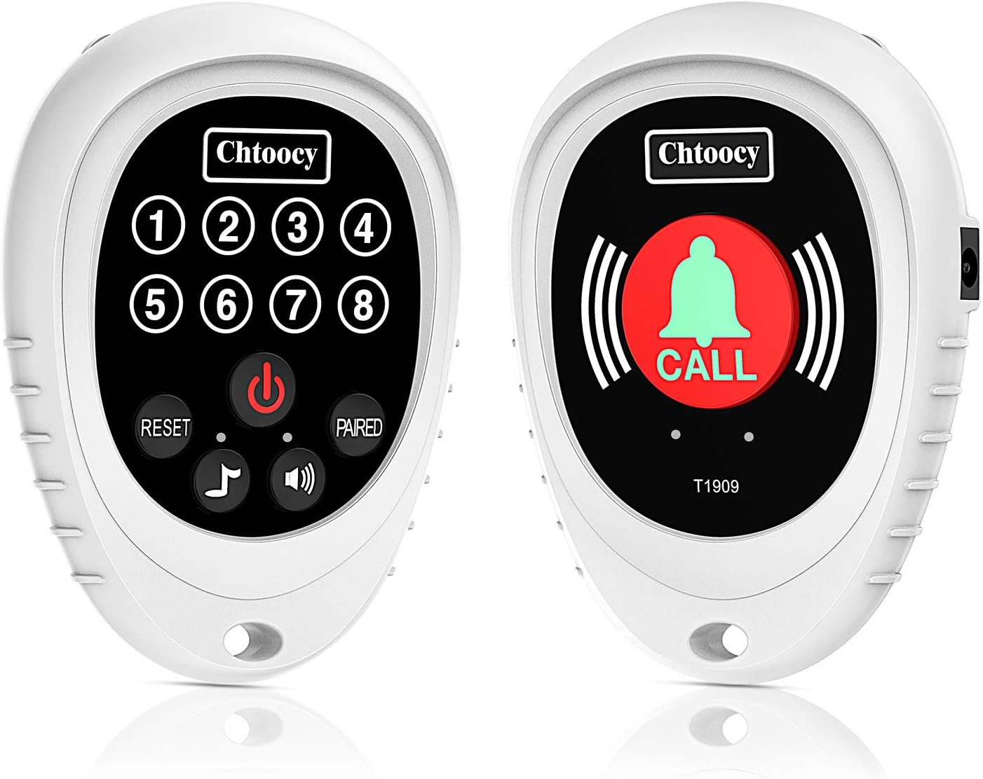Chtoocy Wireless Caregiver Pager 1000 Feet Smart Call Button Transmitter with Receiver Nurse Calling Alert Patient Help System for Elderly Range