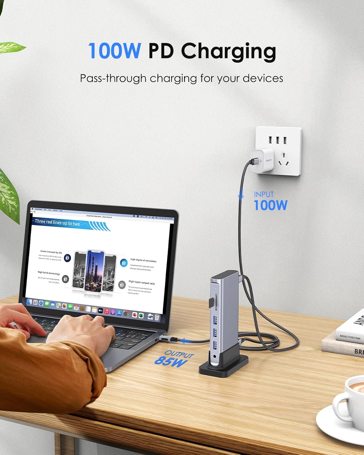 LENTION USB C Docking Station with 4K 60Hz HDMI, 100W PD, Gigabit Ethernet, Card Reader, USB 3.0, Aux Adapter for New MacBook Pro/Mac Air/Surface