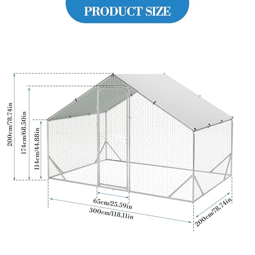 Large Metal Chicken Coop, Walk-in Poultry Cage