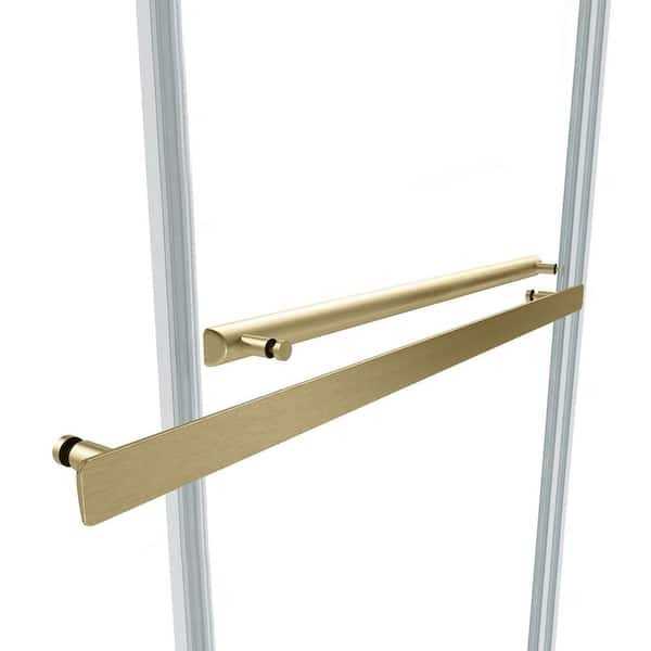 ROSWELL Spezia 76 in. H Double Sliding Seimi-Frameless Shower Door in Brushed Gold with Clear Glass - Shop Hardware Tools Online Store