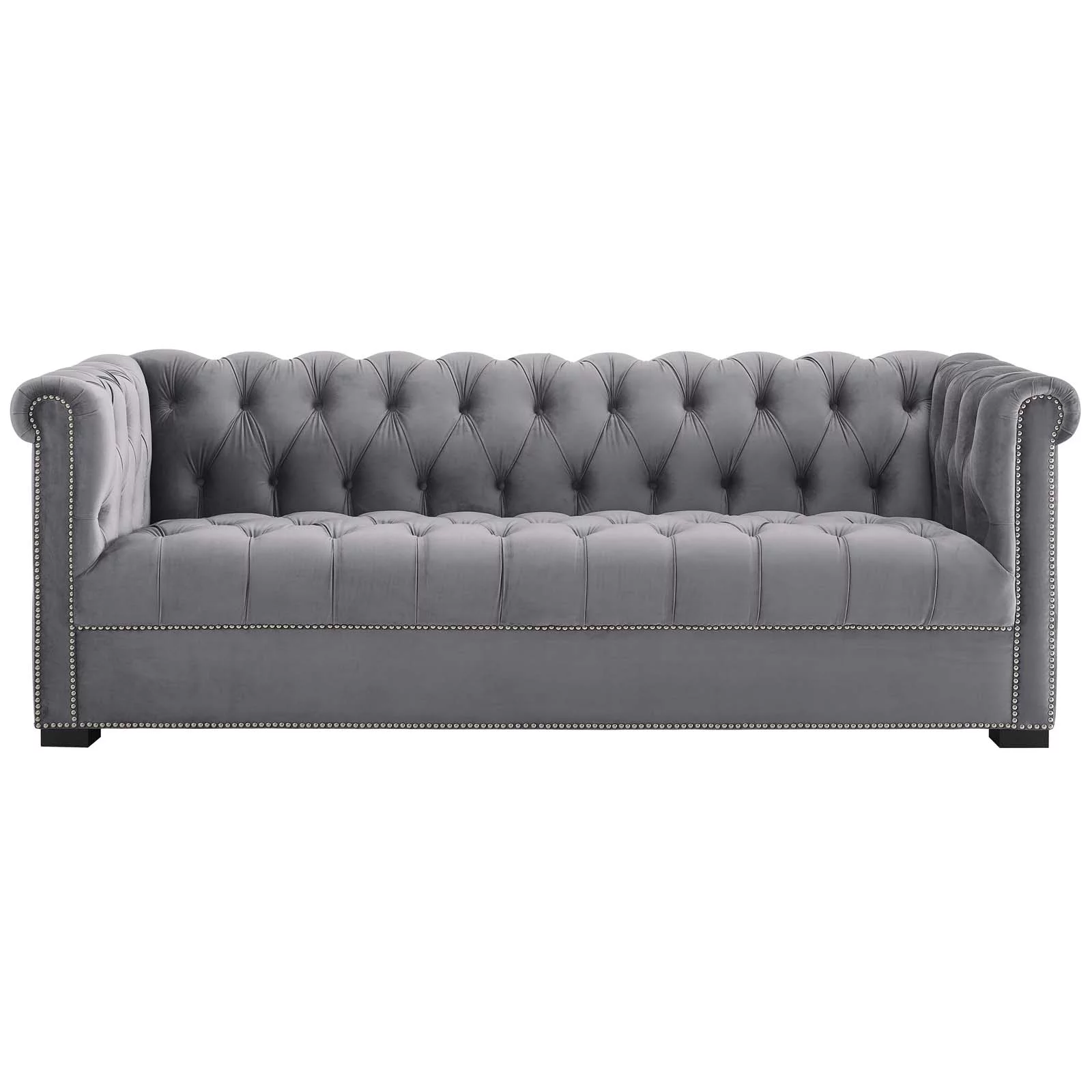 Modway Heritage Performance Velvet Sofa in Gray