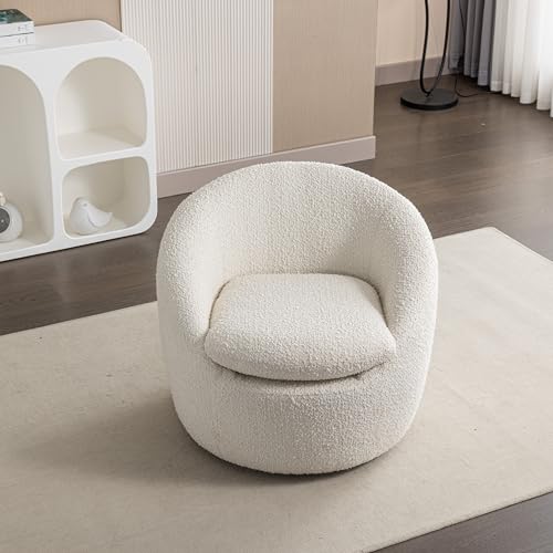 360 Swivel Accent Barrel Chair with Storage Ottoman & Headrest
