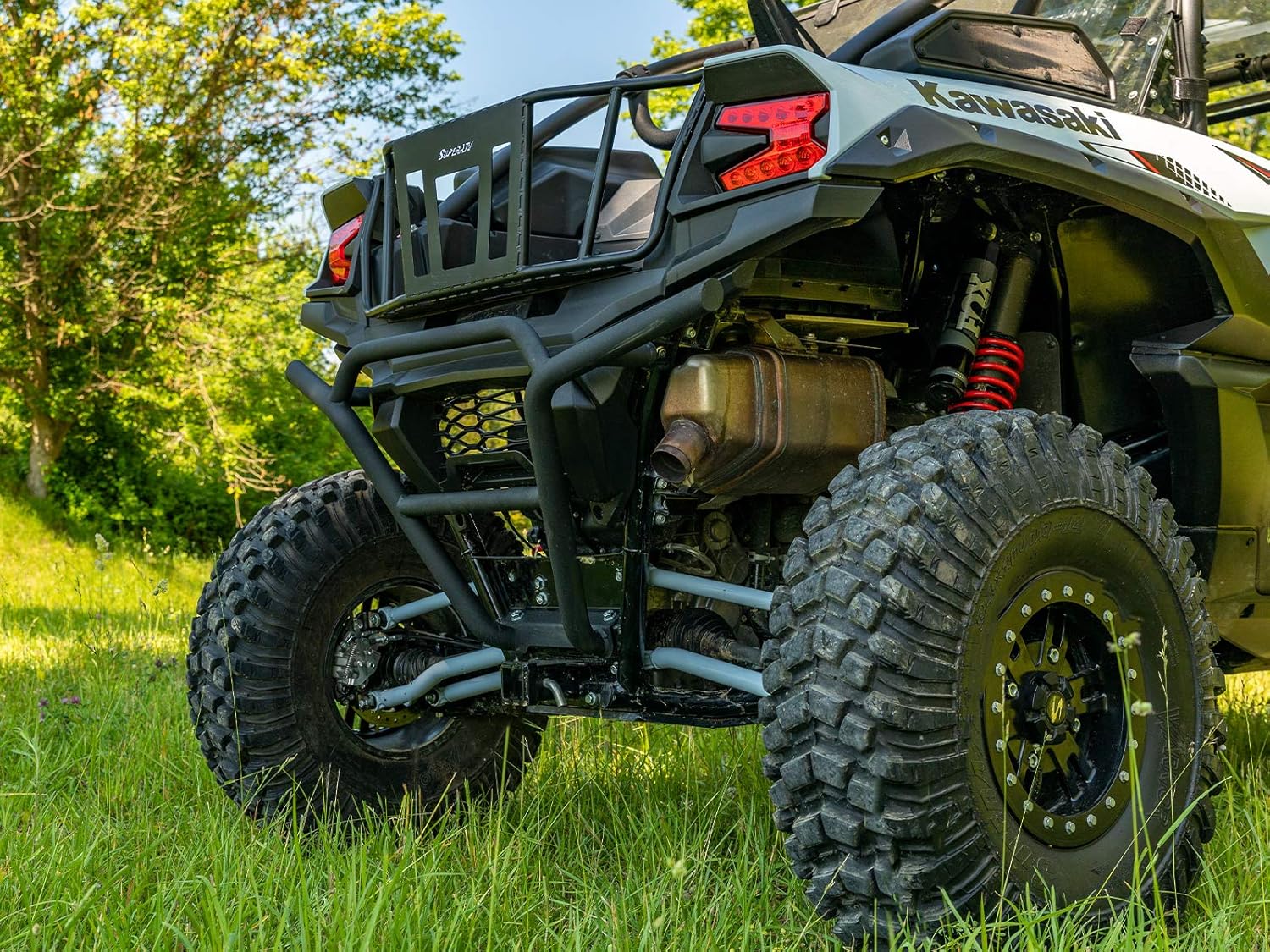 SuperATV UTV Rear Bumper for 2020+ Kawasaki Teryx KRX 1000 | 1.75 Diameter Heavy-Duty Steel Tubing | UV Resistant Black Powder Coat Finish | Sleek