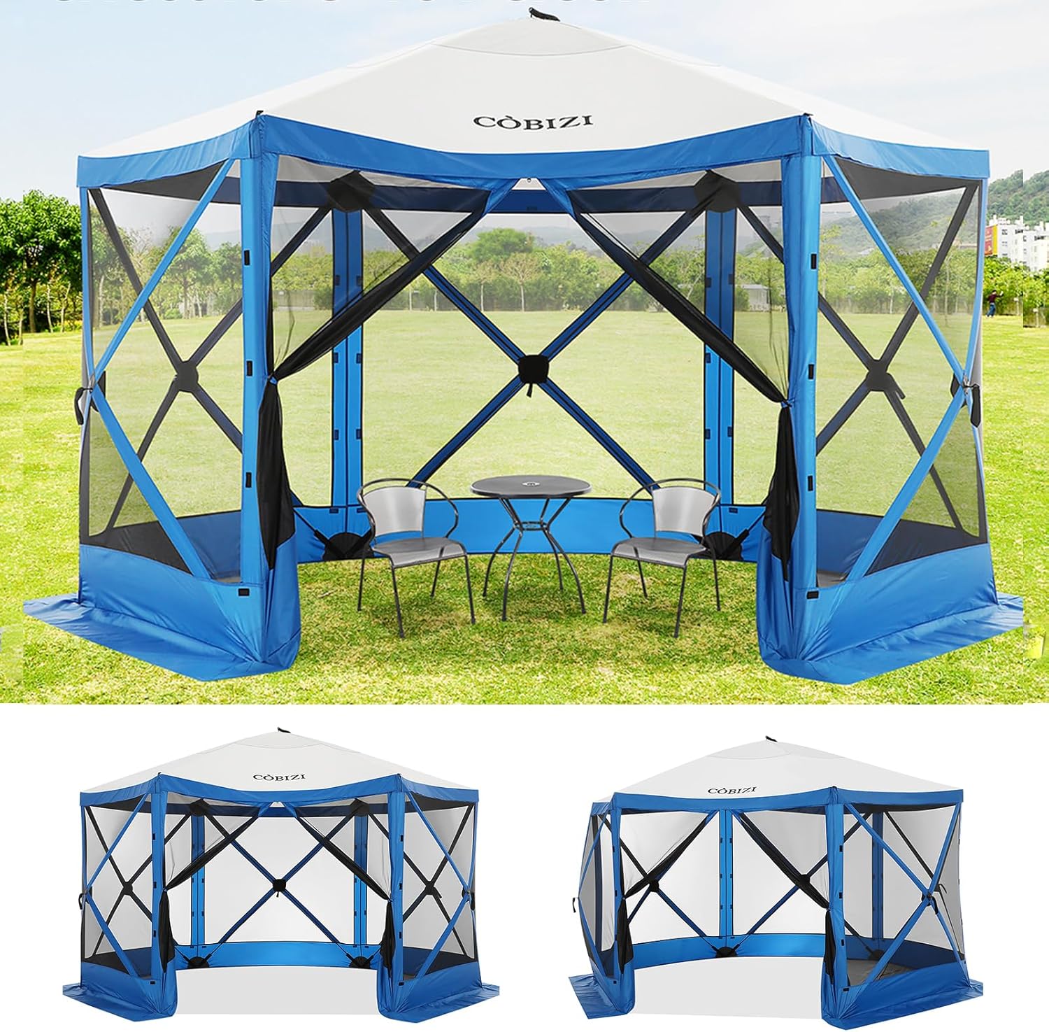 COBIZI 12x12ft Pop up Gazebo Screen House Tent with Mosquito Netting