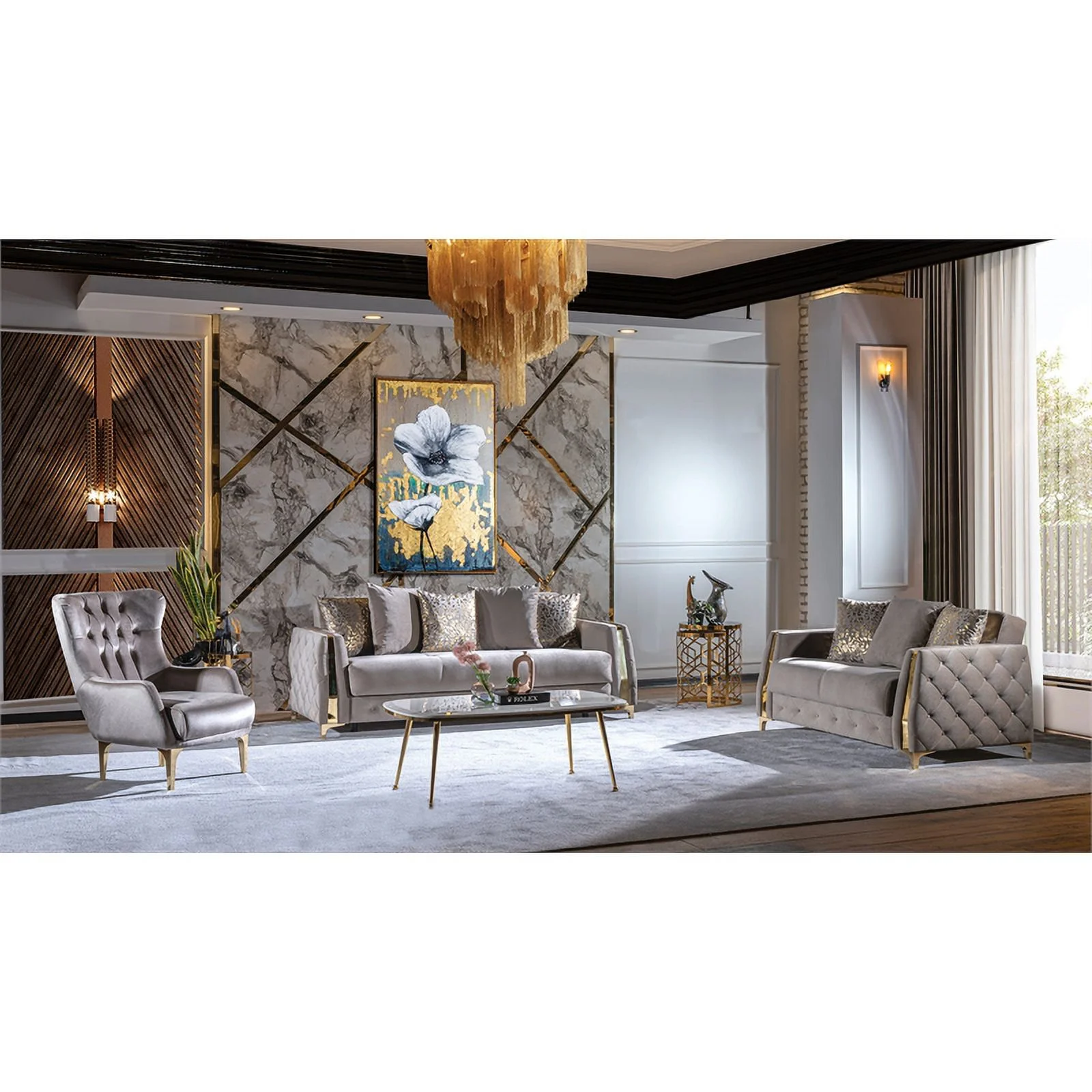 Lust Modern Style Sofa Made with Wood & Under-seat Storage in Taupe