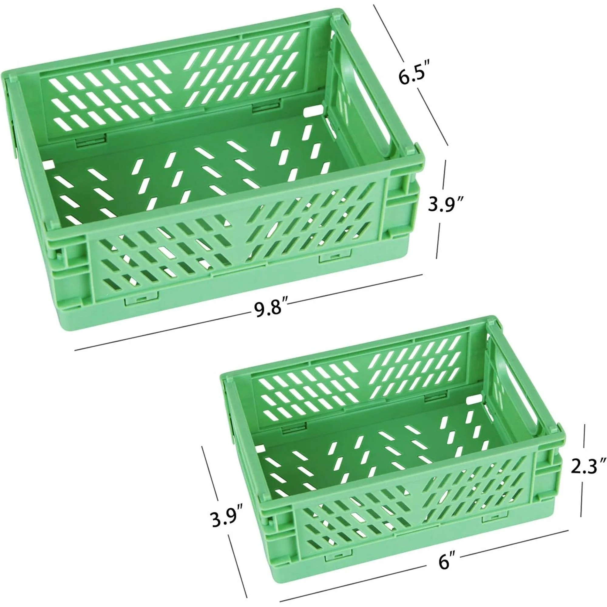 WarmHaven 2-Pack Mini Foldable Plastic Baskets for Organizing and Storage