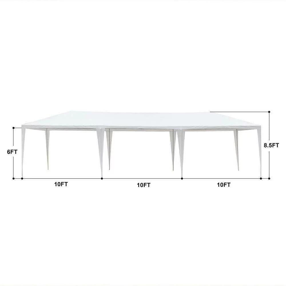 SUGIFT 10'x30' Outdoor Canopy Party Wedding Tent White Gazebo with 8 Side Walls
