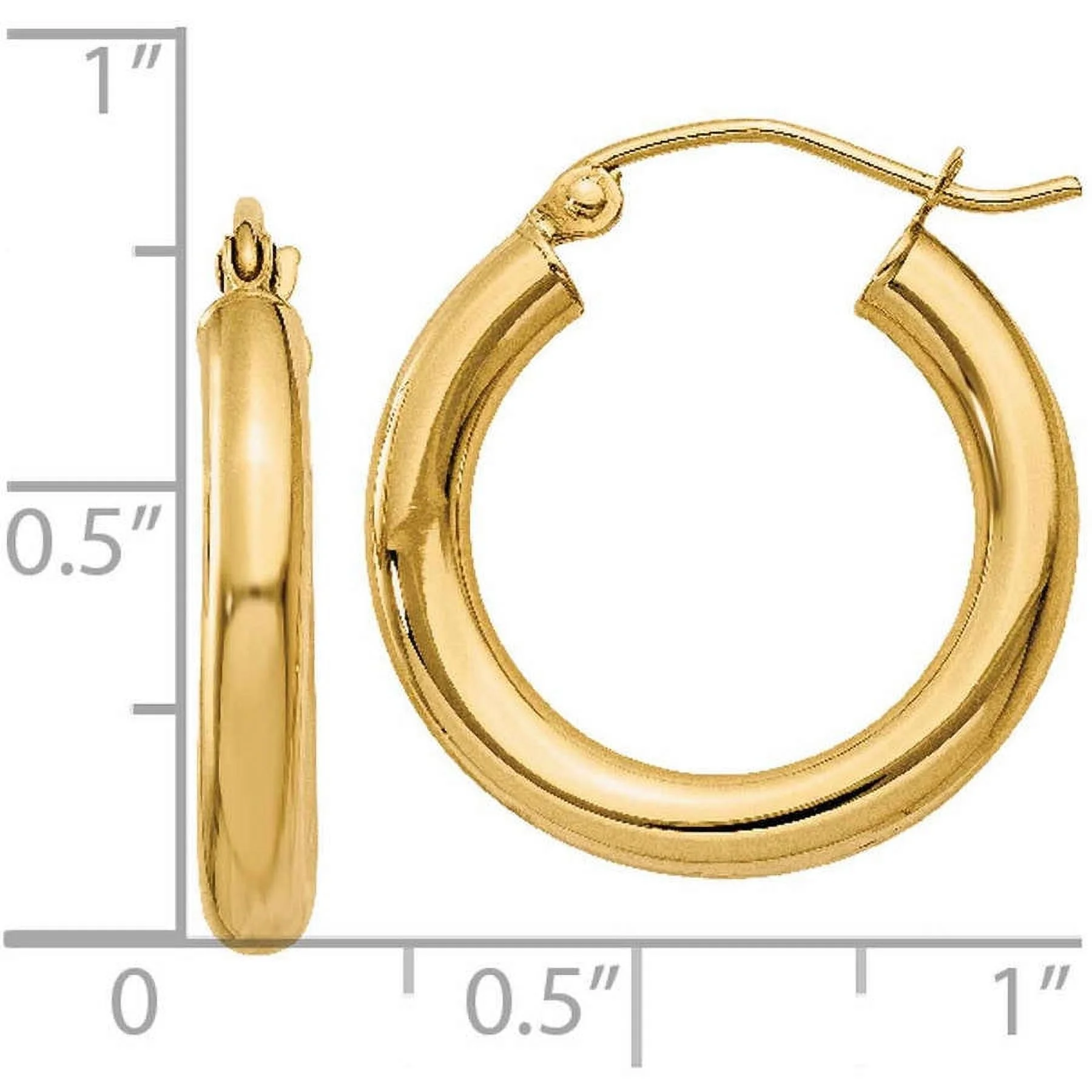 Primal Gold 10 Karat Yellow Gold 3mm Tube Hoop Earrings