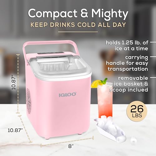 Igloo Electric Countertop Ice Maker Machine - Automatic and Portable - 33 Pounds in 24 Hours - Icecube Maker - Plastic Scoop and Basket