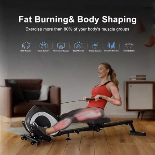 Rowing Machine for Home, Magnetic Rower Machine with Quiet Resistance, Foldable Rower for Home Use, Burn Fat & Sculpt Muscles