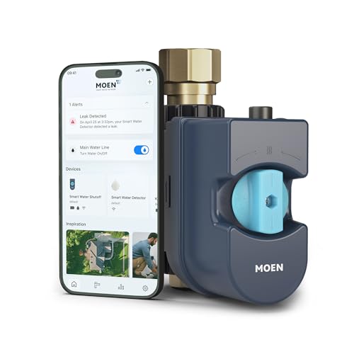Moen Flo Smart Water Monitor and Automatic Shutoff Sensor, Wi-Fi Connected Water Leak Detector for 1-Inch Diameter Pipe, 900-006 - Radiant Selections