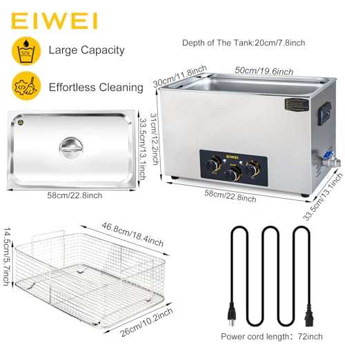 3L Ultrasonic Cleaner, One-Touch Cleaning, Heating, Dual-Frequency, Sweep Frequency, Touch Ultrasonic Cleaning Machine for Labs,Carburetor,Jewelry