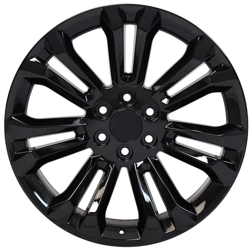OE Wheels LLC 22 inch Rims Fit pre-2019 Silverado Sierra pre-2021 Tahoe Suburban Yukon Escalade CV43 Gloss Black 22x9 Rim Hollander 5666