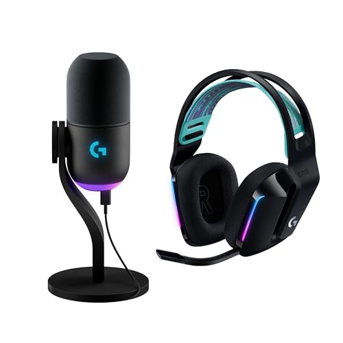 Logitech G733 Lightspeed Wireless Gaming Headset, Suspension Headband, Lightsync RGB, Blue VO!CE Mic, PRO-G Audio – Black, Gaming Headset Wireless