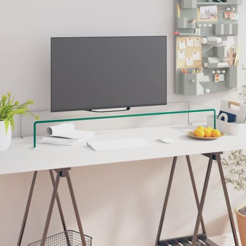 TV Stand/Monitor Riser Glass Clear 39.4"x11.8"x5.1"