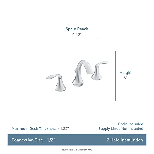 Moen Eva Oil-Rubbed Bronze Two-Handle High-Arc 8-Inch Widespread Bathroom Faucet with Drain Assembly, Valve Required, T6420ORB