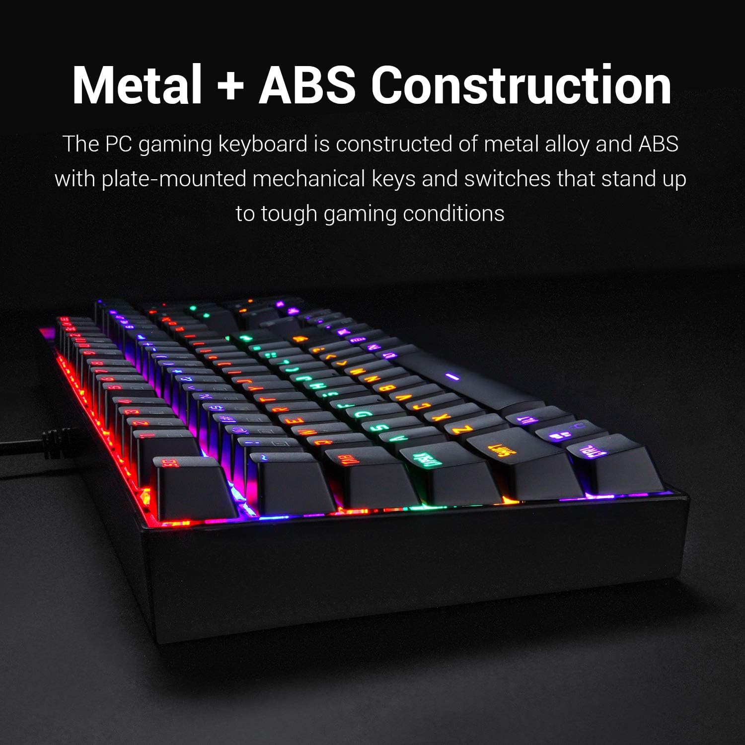 Redragon K551 Mechanical Gaming Keyboard RGB LED Rainbow Backlit Wired Keyboard with Red Switches for Windows Gaming PC (104 Keys, Black) Pack of 2