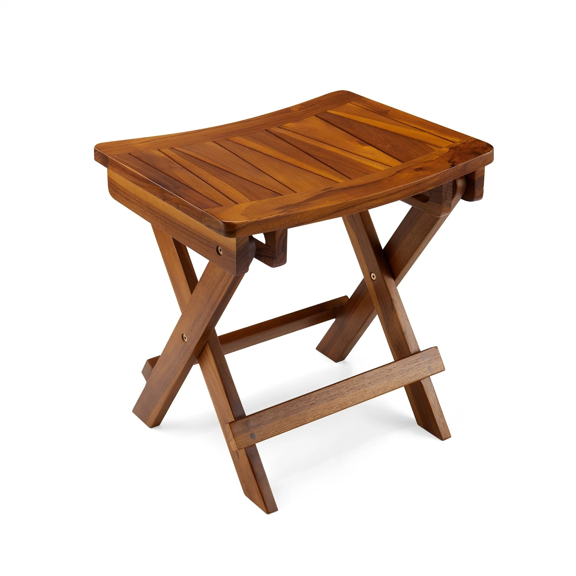 TeakCraft Teak Folding Shower Stool, Shower Bench, 18 Inch