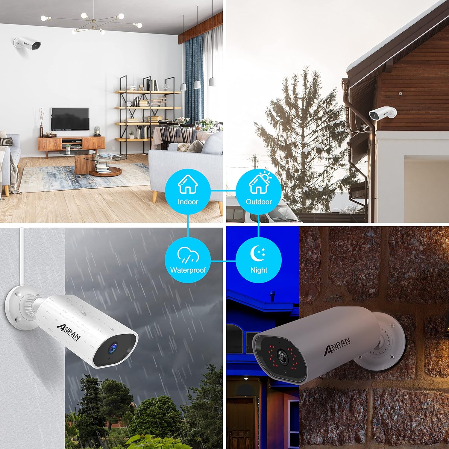 【5MP Lite DVR】8CH Wired outdoor Security Camera System with 8pcs 1080P HD Waterproof Surveillance Home Cameras, Easy Setup, Clear Night Vision