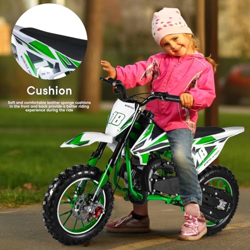 Kids Mini Dirt Bike, 2-Stroke 49cc Gas Motorcycle, Gas Power Motorbike Motocross with Off-Road Tires, Pocket Rocket Mini Pit Bike Trail Bike