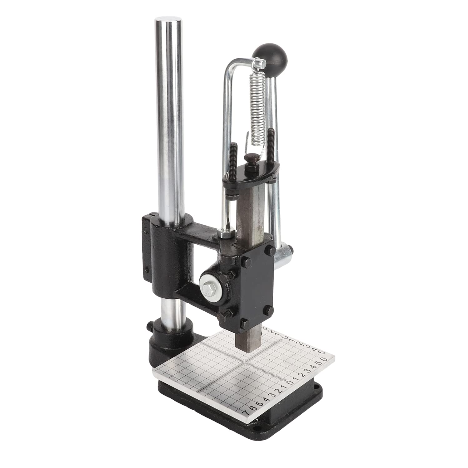 AIWFL Leather Hole Puncher Hand Punching Machine with Drill Chuck DIY Leather Craft Press Punching Holes Tool with Aluminum Plate with Scale Table