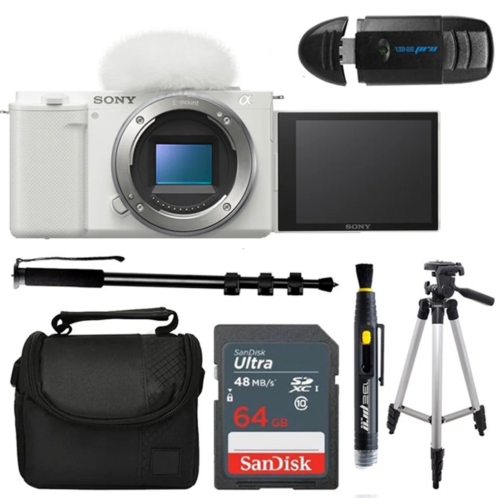 Sony Alpha ZV-E10 Interchangeable Lens Mirrorless Vlog Camera (White) & 16-50mm Lens Bundle With Essential Expo Accessories - Curated Treasures Market