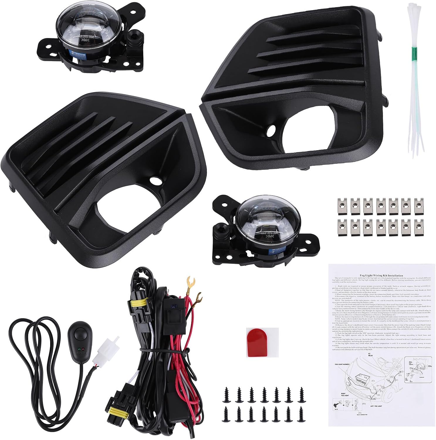 Pair Front Bumper LED Fog Light with Fog Light Cover and Wire Harness Compatible with 2023 2024 Chevy Colorado Fog Lamp Driving Fog Light Lamp (Clear