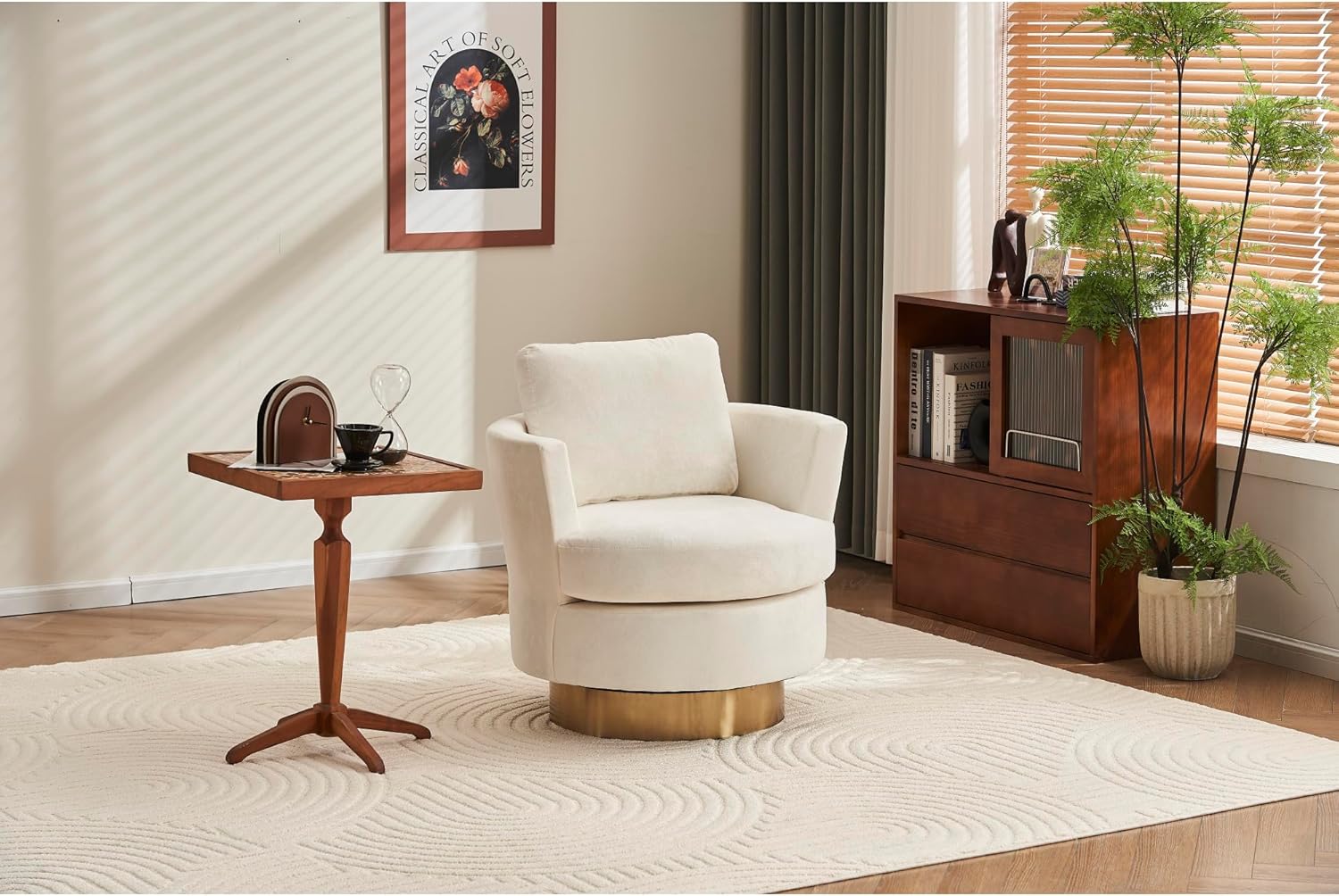 Velvet Swivel Barrel Chair, Swivel Accent Chairs Armchair for Living Room, Reading Chairs for Bedroom Comfy