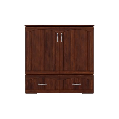 AFI Southampton Queen Murphy Bed Chest with Mattress, Storage, and Built-in Charger in Grey