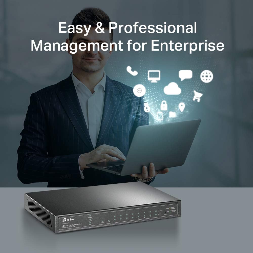 TP-Link TL-SG2210P V3, Jetstream 8 Port Gigabit Smart Managed PoE Switch, 8 PoE+ Ports @61W, 2 SFP Slots, Omada SDN Integrated, PoE Recovery, IPv6
