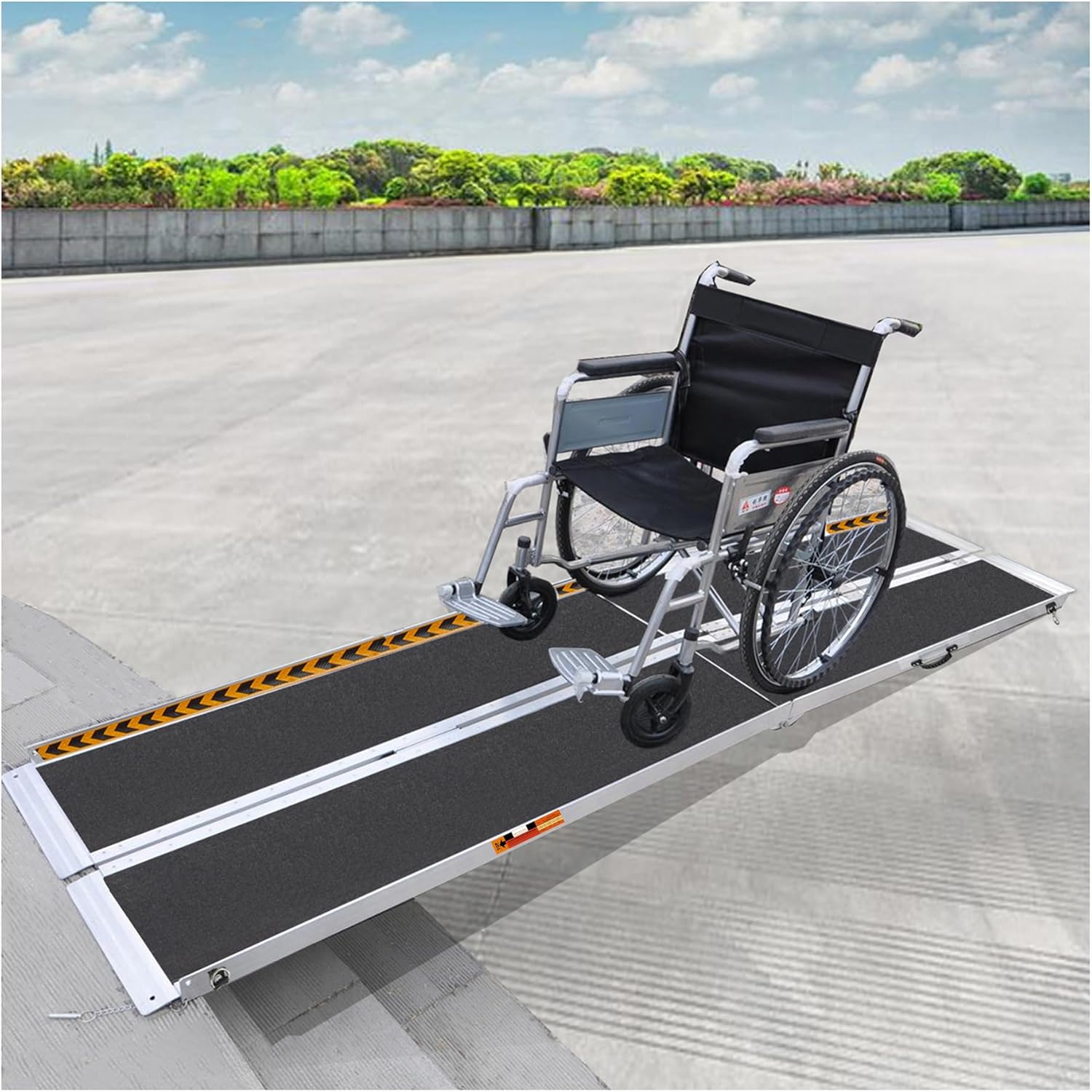 FACHNUO 10FT Portable Wheelchair Ramp Non-Skid Handicap Ramps Folding Wheel Chair Ramp Aluminum Threshold Ramp for Doorways