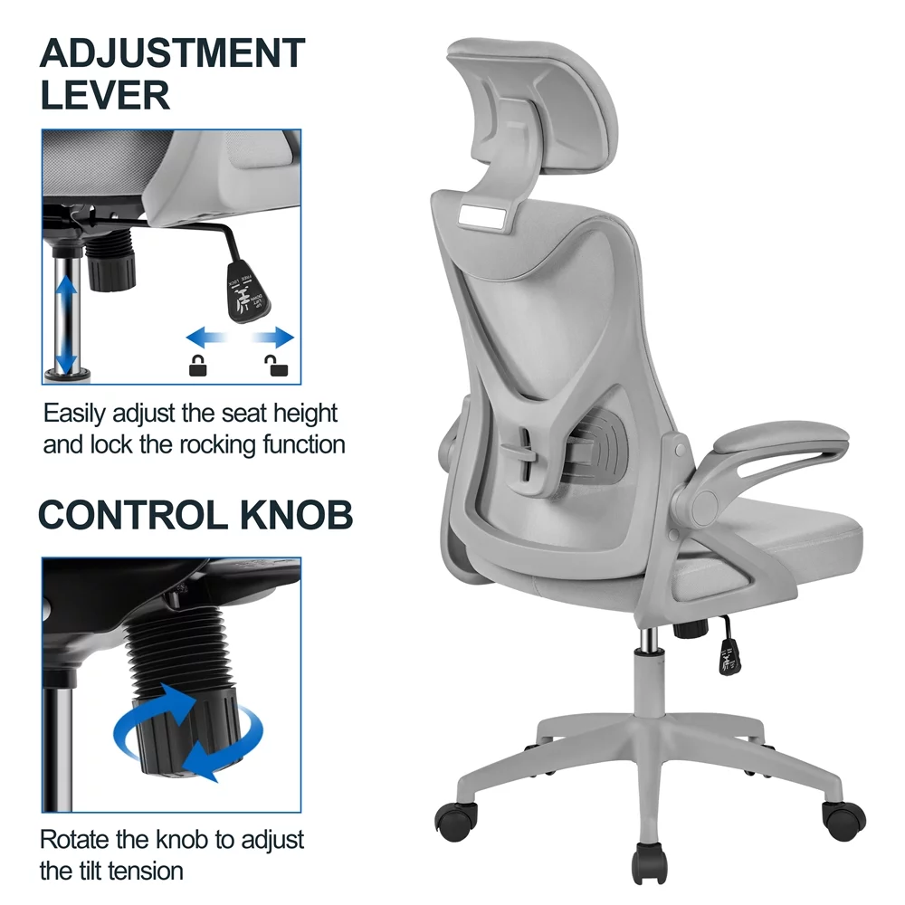 Alden Design Ergonomic Mesh Office Chair with High Back, Black