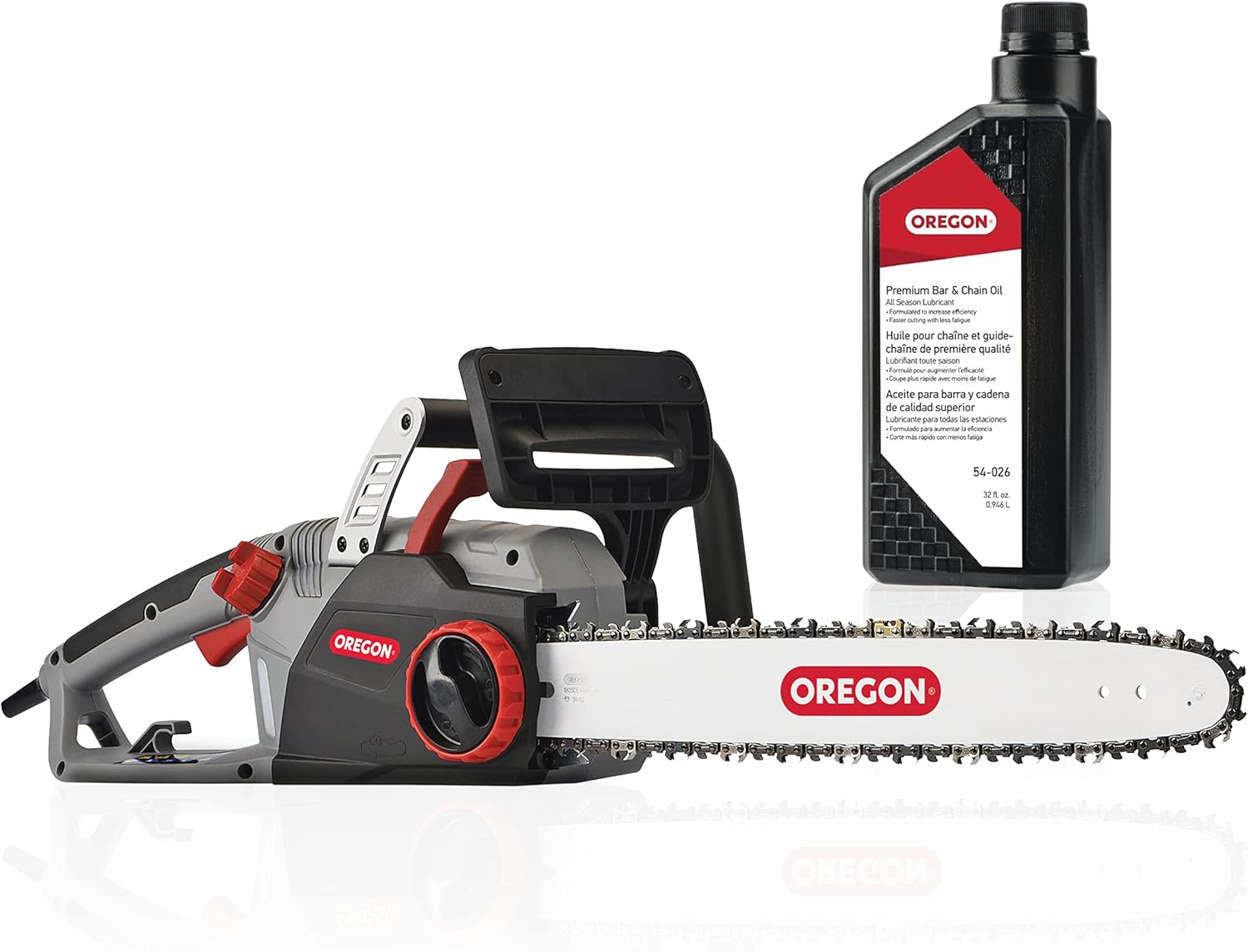 Oregon CS1500 18-inch 15 Amp Self-Sharpening Corded Electric Chainsaw, with Integrated Self-Sharpening System (PowerSharp) and Chain Brake for Safety